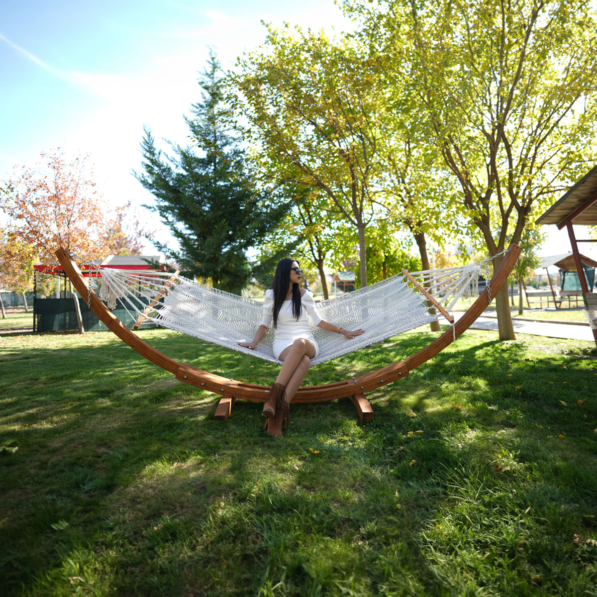 Tek Kişilik Ladin Hamak Gondol Seti Ekru renk